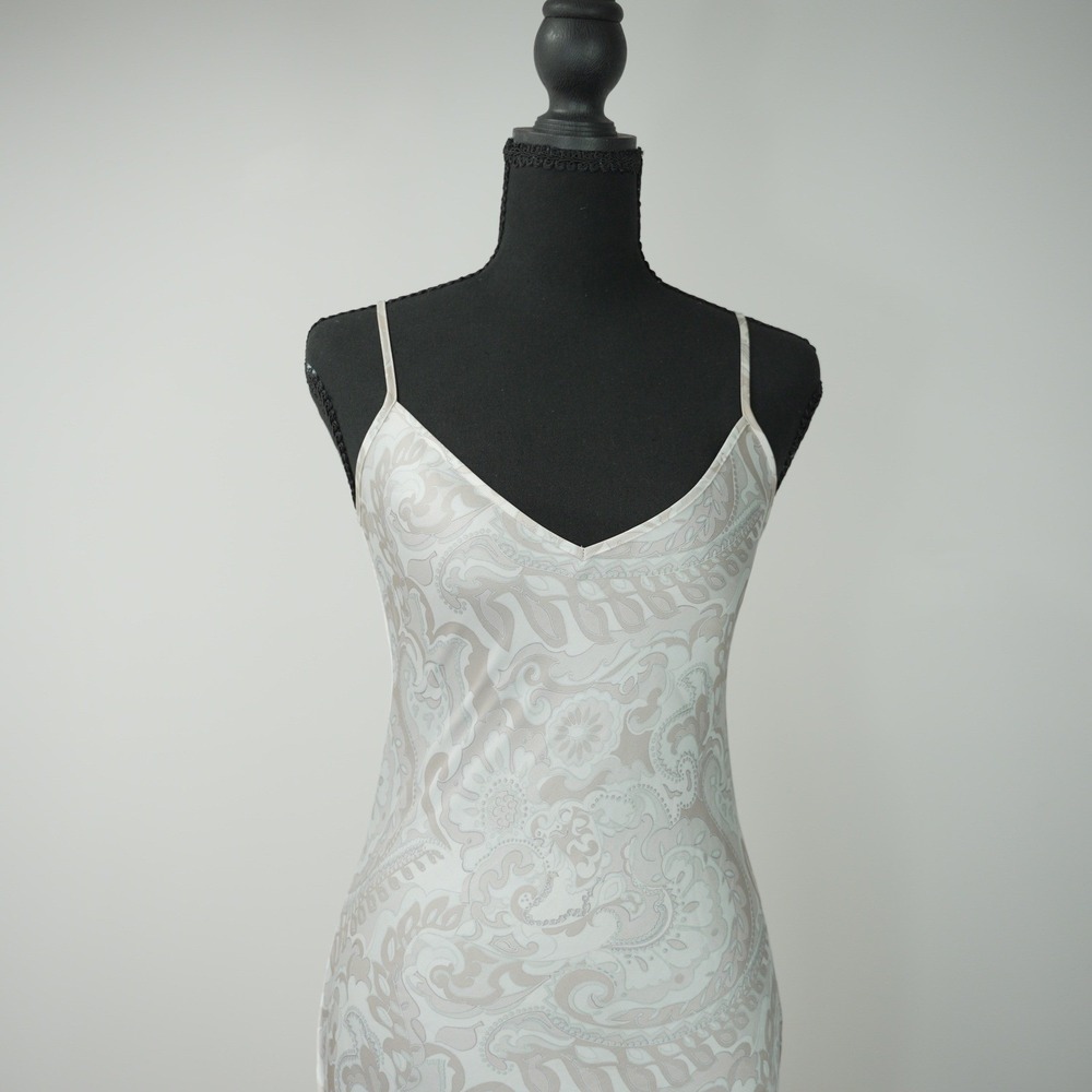 Wilfred Aritzia Paisley Midi Slip Dress White Beige XS 98349